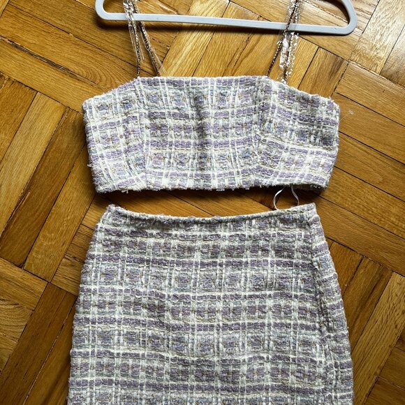 House of Harlow tweed 2 pc set top + skirt - Picture 1 of 11